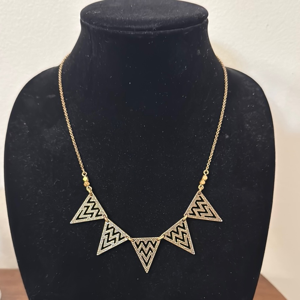 J. Crew Geometric Gold Chevron Brass Tone Necklace